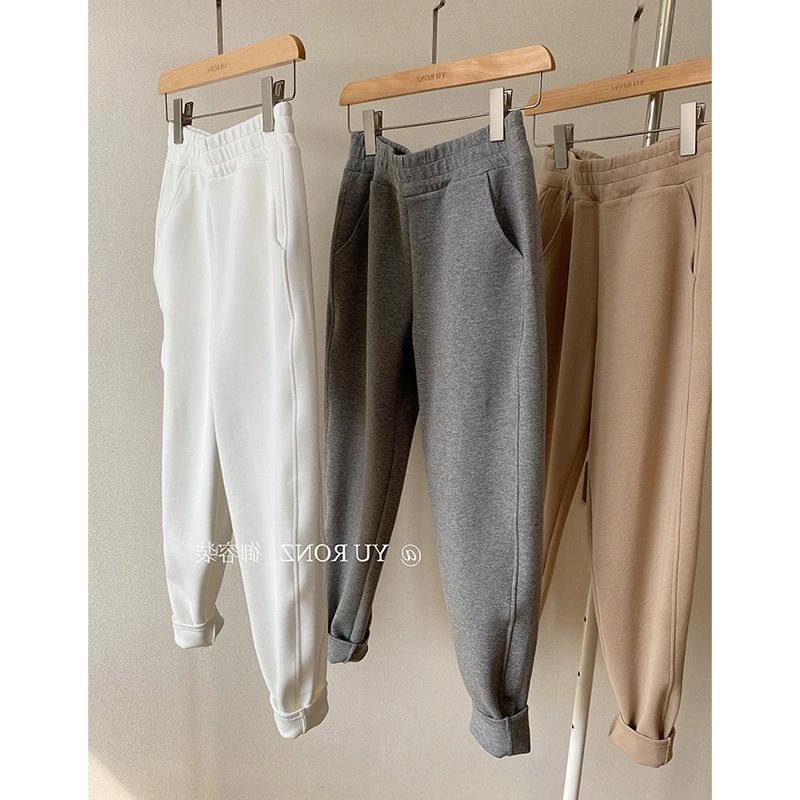 Повседневные спортивные брюки белые брюки свободный дизайн чувство женские 2022 Новые женщины Весна Осень тонкие 9935