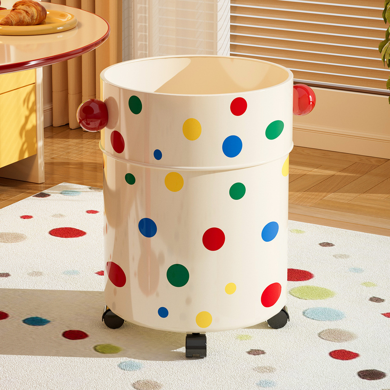 Dopamine trash can for living room and bedroom, home use, with wheels, large size, large capacity, 2026 new model, high aesthetic value and cute
