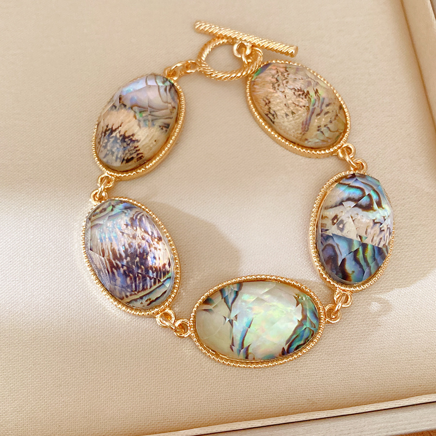 Medieval resina vintage oval corte brazalete OT pulsera ligera de lujo nicho pulsera estilo retro joyas personales