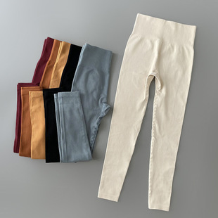 Foreign trade new leggings outer wear spring and summer women's solid color stretch tight sports pants yoga fitness thread trousers