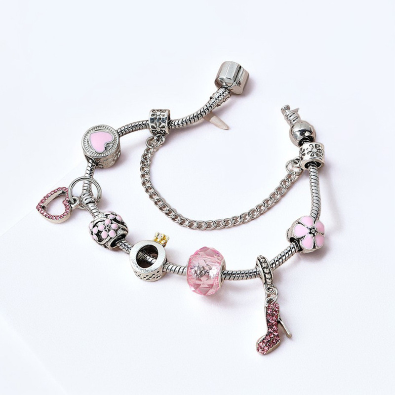 Cross-border Cute Panjia Bracelet Micro High-heeled Shoes Love Flower Big Hole Beads DIY Beaded Stainless Steel Y2K Bracelet Cross-border Cute Panjia Bracelet Micro High-heeled Shoes Love Flower Big Hole Beads DIY Beaded Stainless Steel Y2K Bracelet