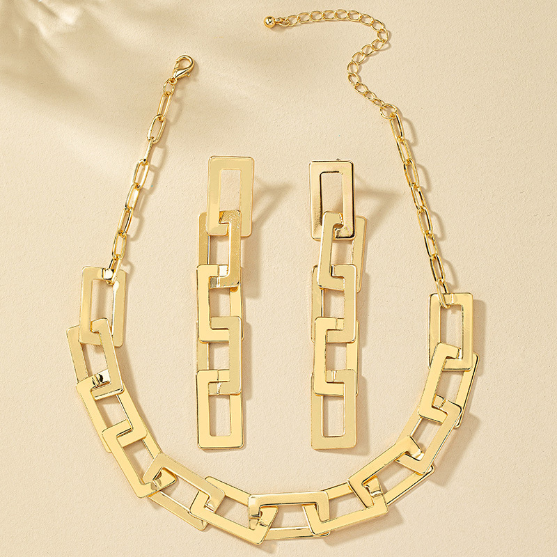 Hip-hop Simple Style Geometric Alloy Plating Women's Earrings Necklace display picture 8