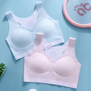 Seamless beauty back girl underwear Junior High School High School student vest semi-fixed Cup sports shockproof bra