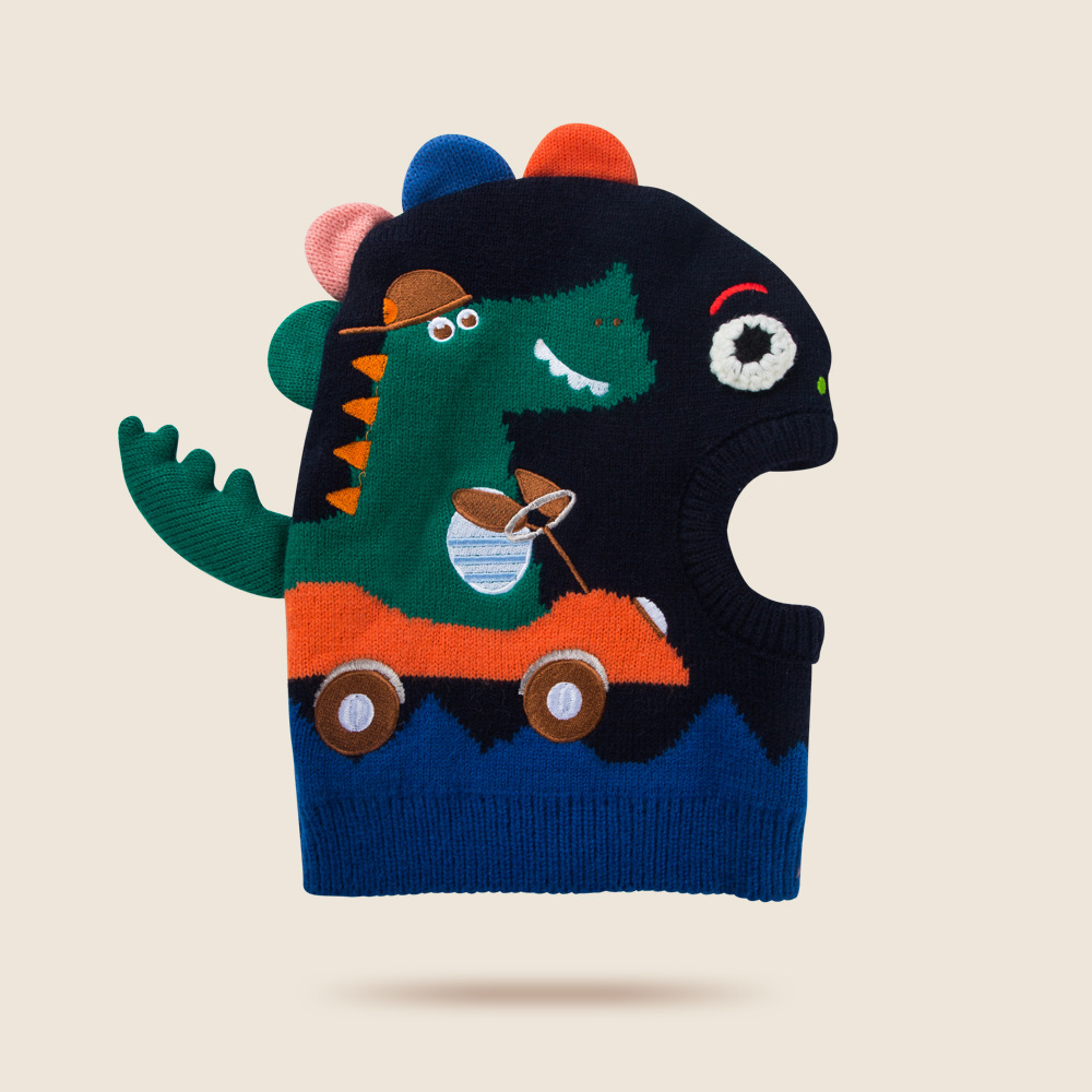 Nouveau Chapeau De Dinosaure De Dessin Animé Pour Enfants Automne Et Hiver Bonnet En Laine Tricoté Garçon Chaud display picture 8