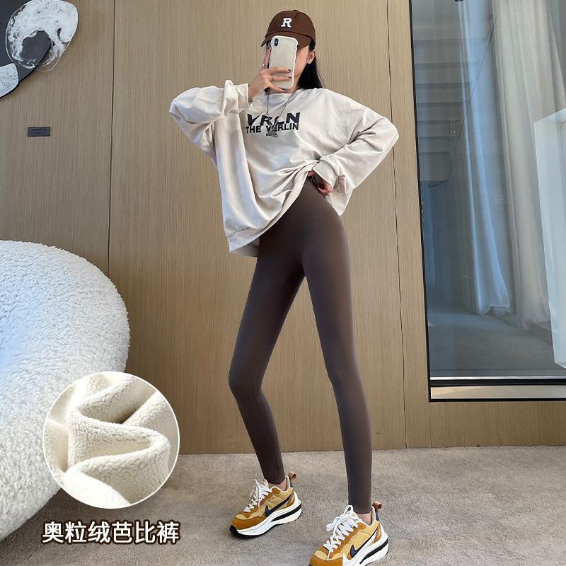 女性用ハイウエストシャークパンツ、秋冬ベルベット厚みのあるお腹コントロールレギンス、ヒップアップヨガフィットネススポーツバービーパンツ|undefined