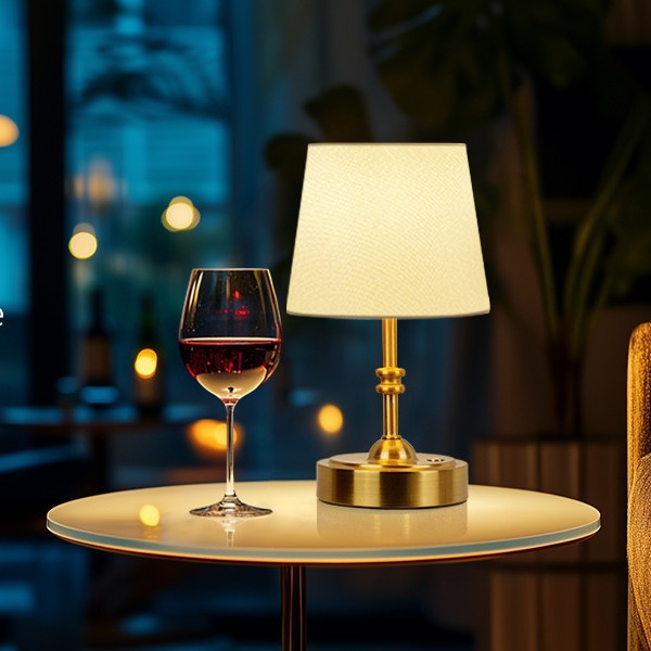 Cross-Border Hot-Selling French-Style Fabric Bedside Lamp, Creative Retro Rechargeable Table Lamp, Bedroom Decorative Table Lamp, Wholesale Led