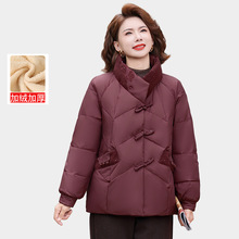 冬季新款妈妈棉服女短款宽松大码中老年人奶奶加厚冬装棉袄外套服