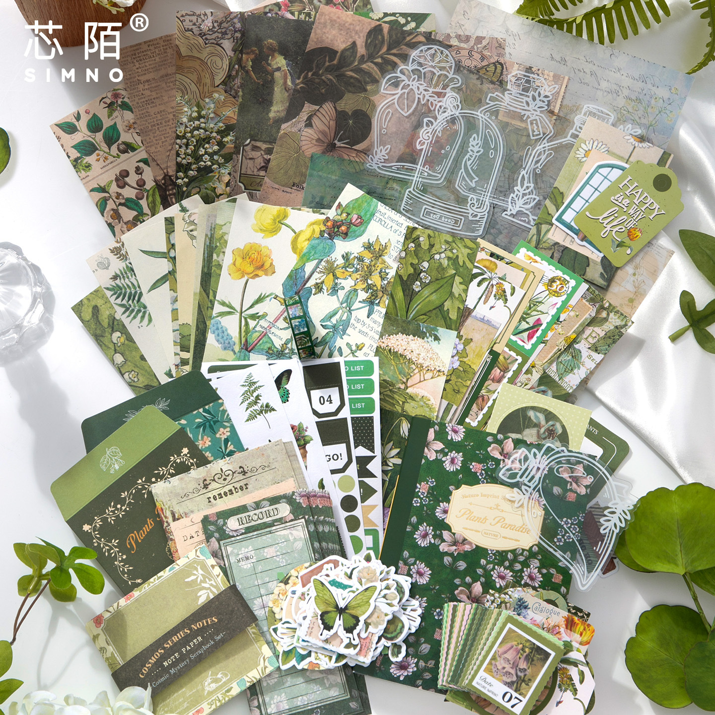 Núcleo Momo cálido envío de explosión transfronteriza literatura retrógrada y arte fresco bosque de plantas verdes dibujos florales cuentas de mano caja de regalo conjunto hecha a mano