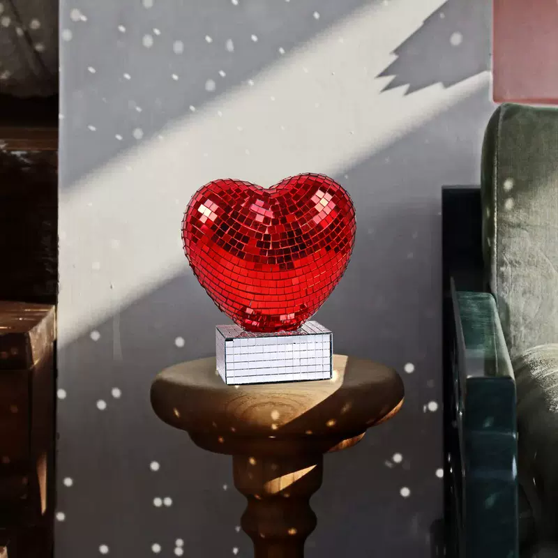 跨境迪斯科镜面球婚庆布置情人节派对DISCO爱心玻璃镜片道具摆件