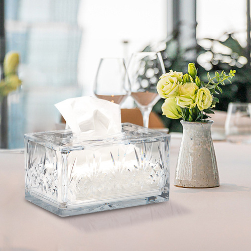 Jiabao high-end tissue box living room light luxury high-end dining table car interior imitation crystal PC acrylic plastic commercial