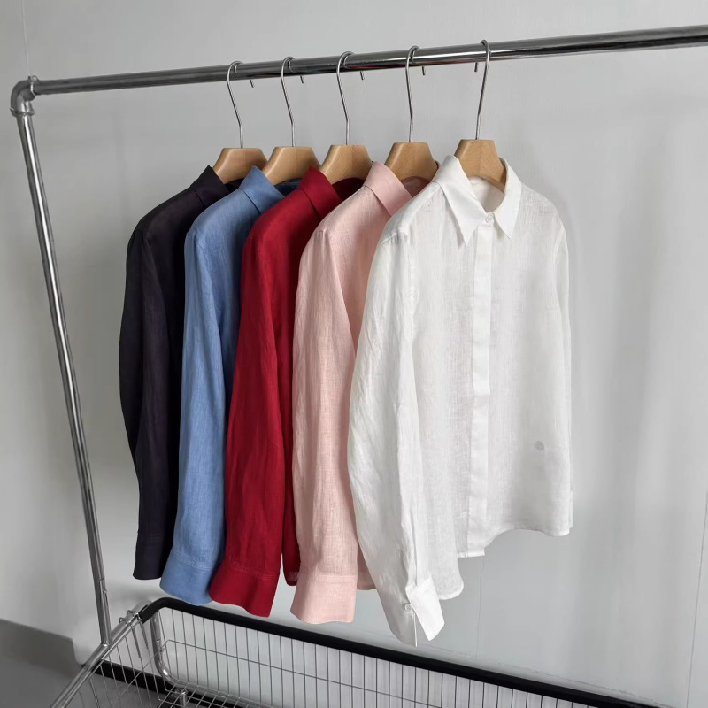 Quiet Luxury Style L~P Linen Shirt for Women, Long-Sleeved, Elegant Old Money Style, Versatile, Sun-Protective, 2026 Spring New Model Top