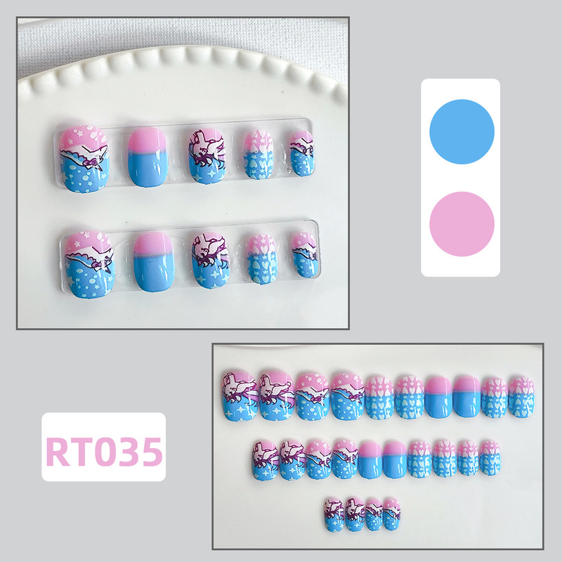 Blue and Pink Contrasting Dreamy Unicorn Pattern Wearable Nails Short Style Detachable Cartoon Unicorn Nail Stickers 24 Blue and Pink Contrasting Dreamy Unicorn Pattern Wearable Nails Short Style Detachable Cartoon Unicorn Nail Stickers 24