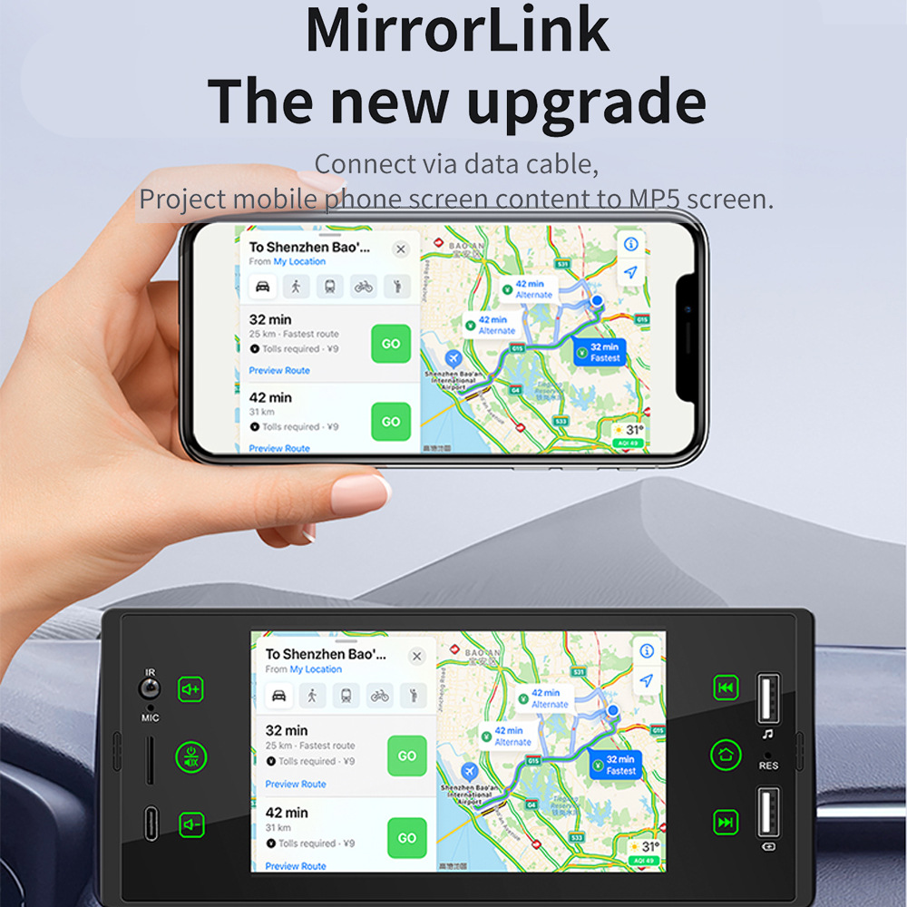 5 inch single ingot Apple wireless carplay HD touch screen reversing image priority car Bluetooth MP5 player