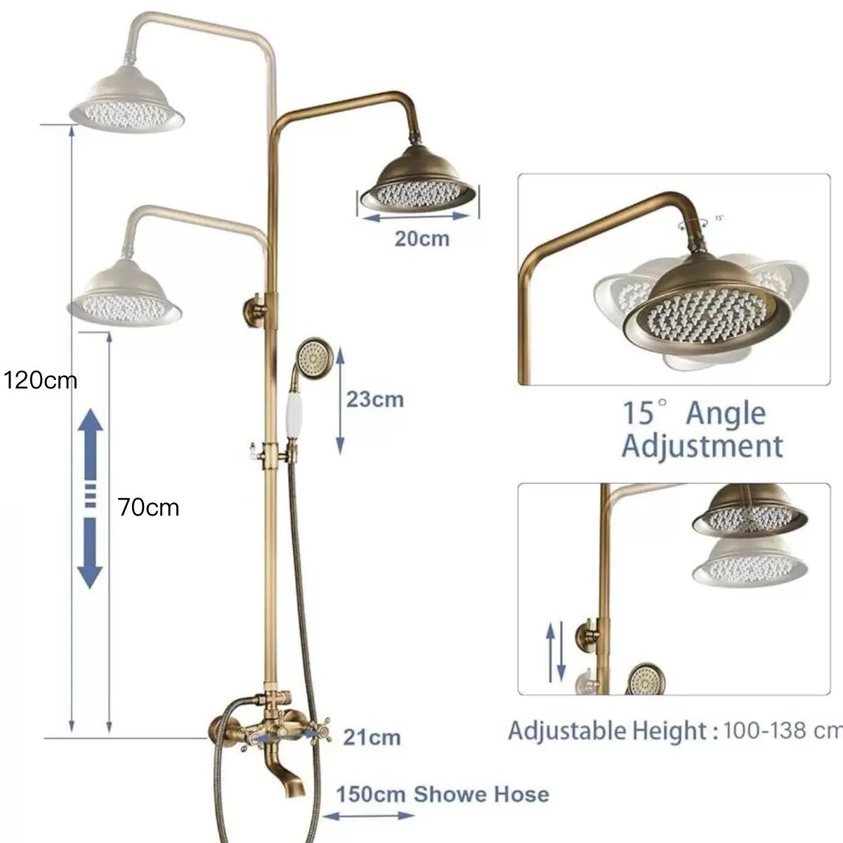 Retro showerhead set, a complete set of three-speed American-style bathroom shower system, outdoor shower and shower undefined