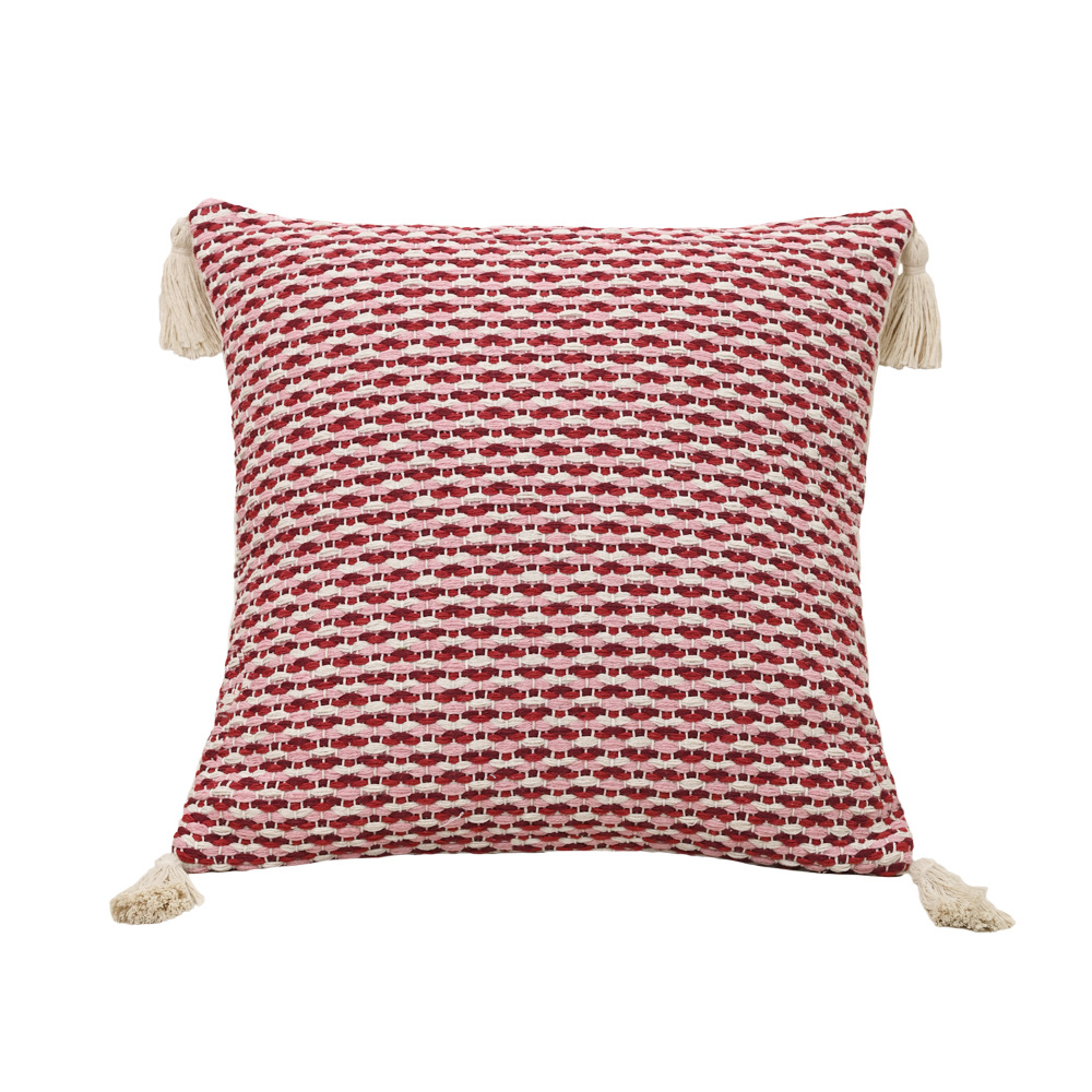 Cross-bordados nórdicos con mechones, fundas de almohada teñidas en hilo de poliéster y algodón, muebles para el hogar para niñas, sofá, dormitorio, decoración de sala de estar