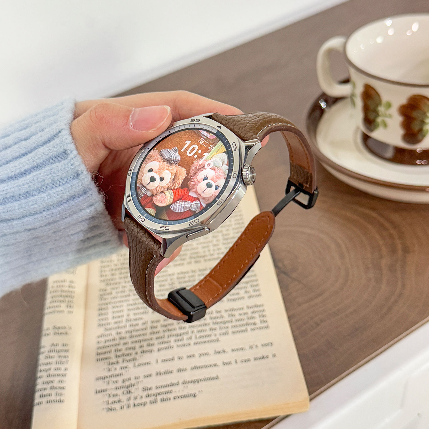 Suitable for Huawei Gt6/5 Watch Strap Small Waist Pebbled Magnetic Smart Watch Watch4 Girls Gt4/3 Autumn and Winter
