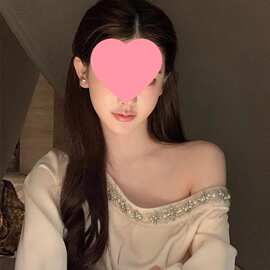 25秋法式镶钻斜肩长袖衬衫女秋季小个子感气质绝美不规则缎面上衣