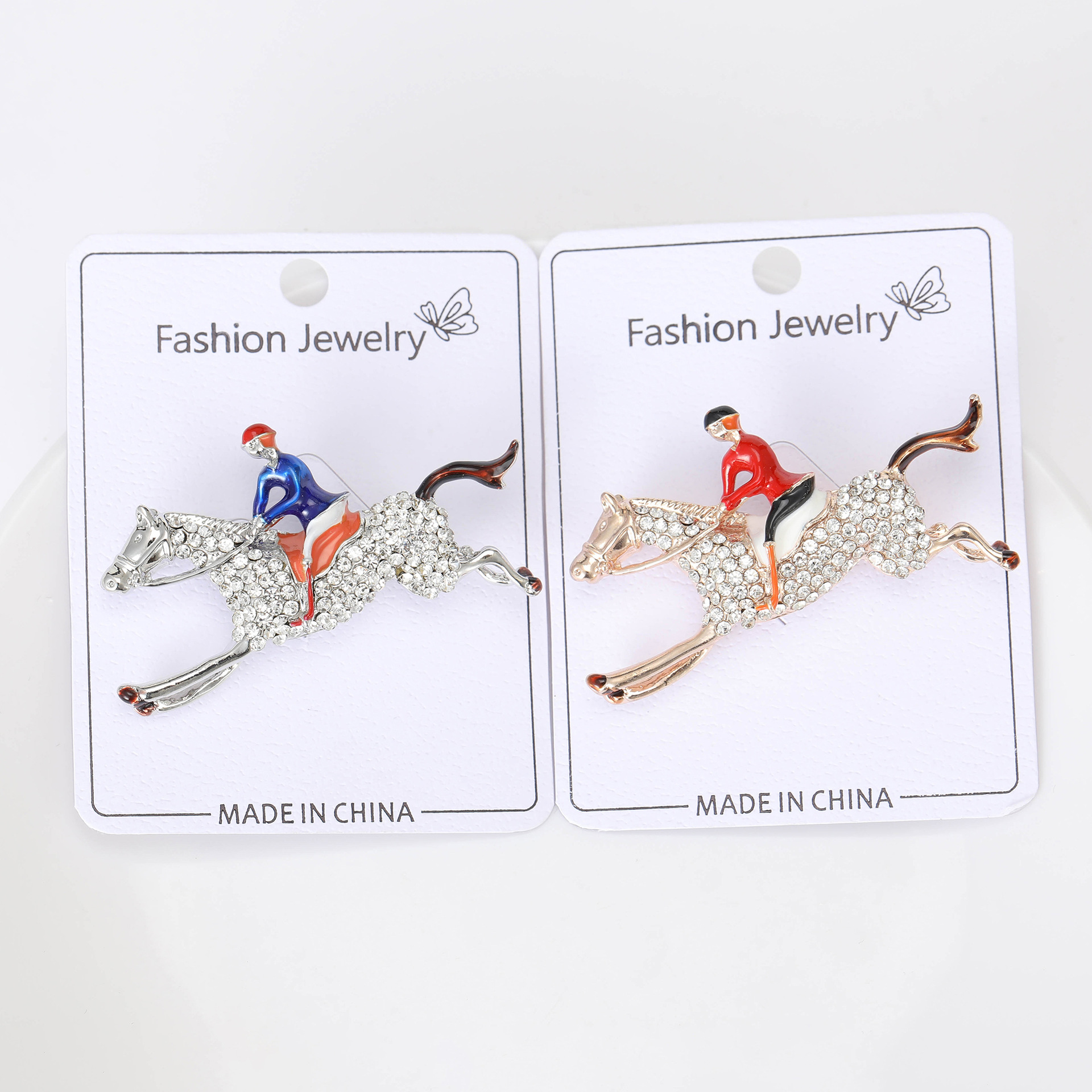 13g Weight Rhinestones Inlay Material Retro Pin Human Horse Alloy Enamel Inlay Rhinestones Men's Brooches
