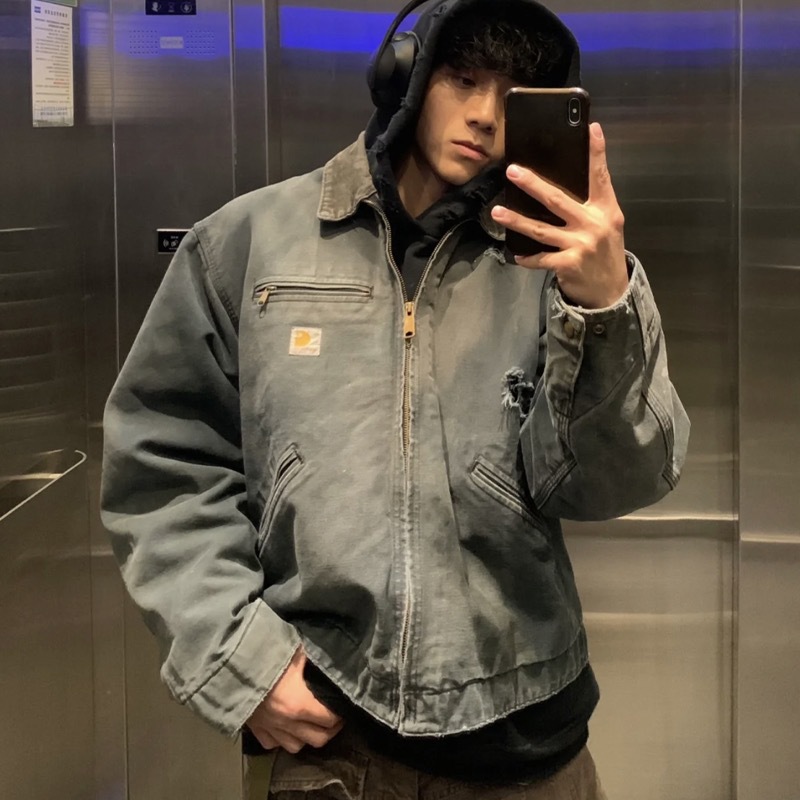 Tarjeta de alta calidad @ hacarha mid-Ancient j97 lona lista para usar chaqueta lavada suelta solapa cremallera abrigo