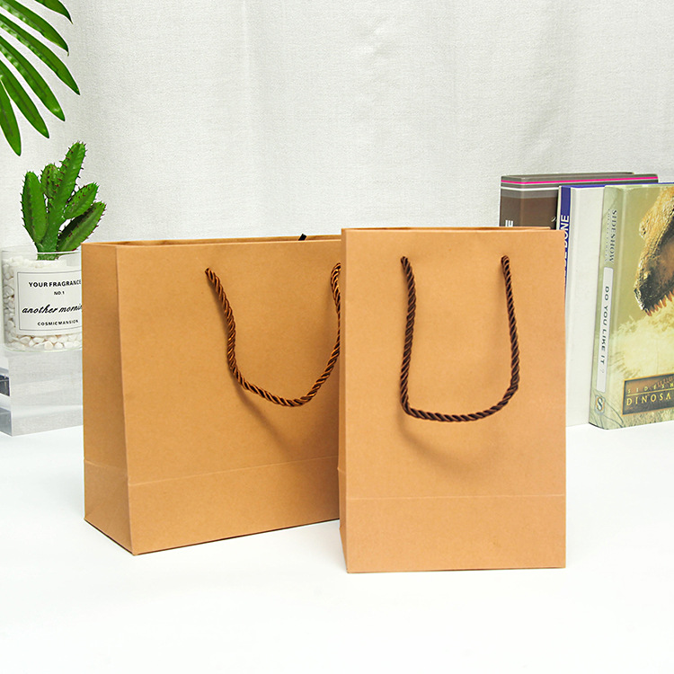 现货250克牛皮纸手提袋服 装购物外卖袋茶叶礼品方底手提袋可印刷