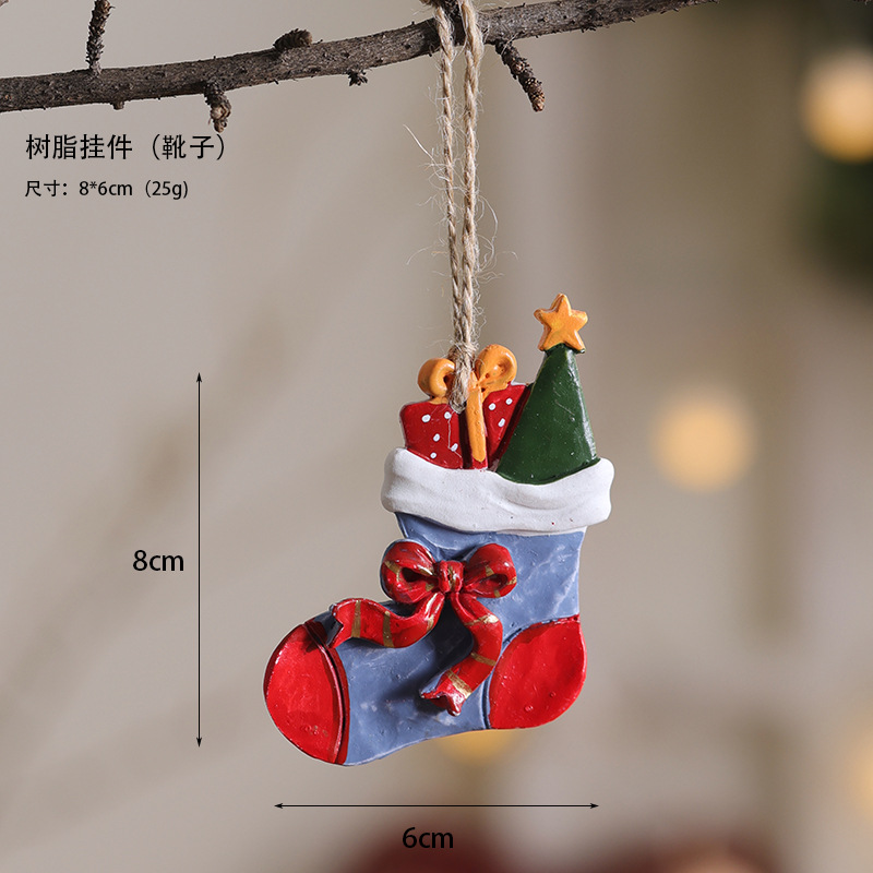 Nuevos colgantes de resina transfronterizos colgantes de decoración de árbol de Navidad para viejos muñecos de nieve bolsas de regalo de decoración de Navidad americana