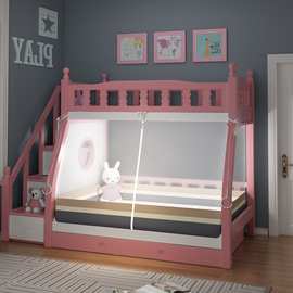 子母床蚊帐.双层床下铺.米儿童实木家用高低床梯形通用.3