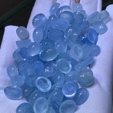 廠家批發 海藍寶裸石戒面 起熒光 顏色藍 百搭diy鑲嵌飾品 貨源