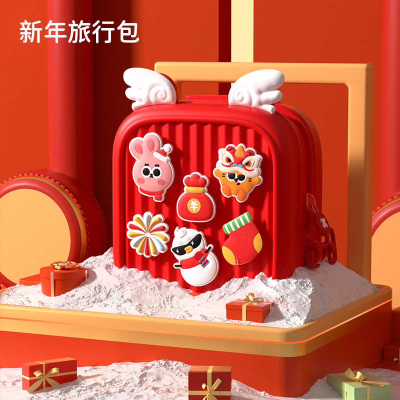 Popular conejo año niños viajan pequeña mochila hombro del bebé bolsa de mensajero kindergarten dibujos animados DY Navidad regalo Año Nuevo