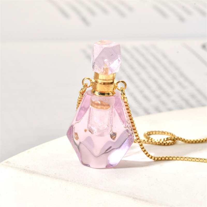 Elegant Sweet Perfume Bottle Stone Copper Pendant Necklace display picture 1
