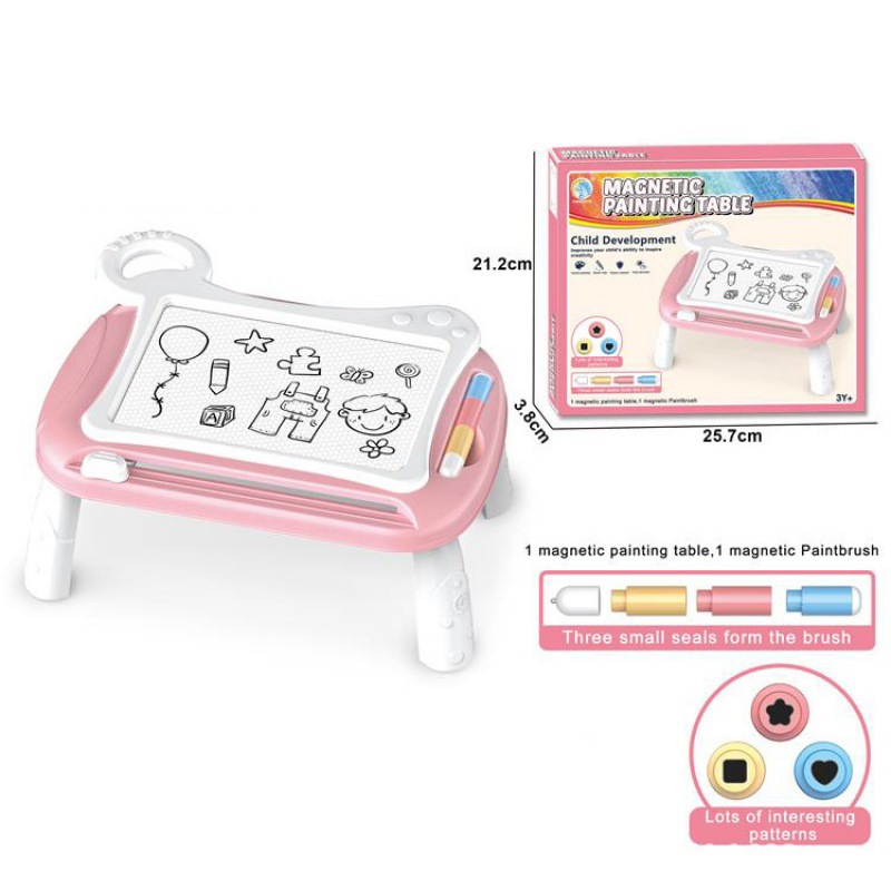 Colorful magnetic painting table pink suit with seal assembly pen children learning DIY graffiti writing board toy