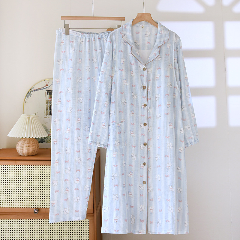 複数の胸パッド付き月子スカート春夏産後純綿クレープ哺乳産婦出産予定妊婦パジャマズボンセット