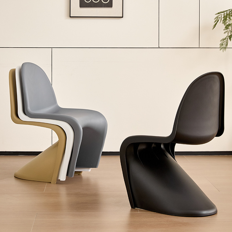 Panton Chair Dining Chair, Trendy Panton Chair, Transparent Plastic Chair, Nordic Style Home Use Simple Backrest Chair, Makeup Stool