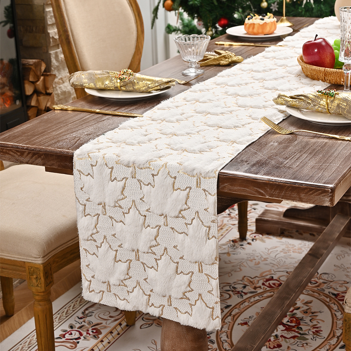 Nuevo transfronterizo de oro completo bandera de mesa de otoño Jacquard rectangular bandera de mesa de comedor de hotel TEMU distribución spot