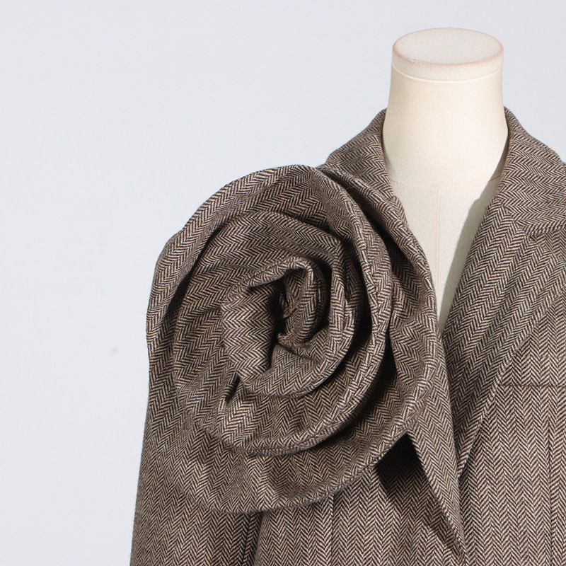 Women's Clothing Spring New Artistic Retro Three dimensional Flower Loose Design One button Solid Color Suit Jacket for Women_voghion.com