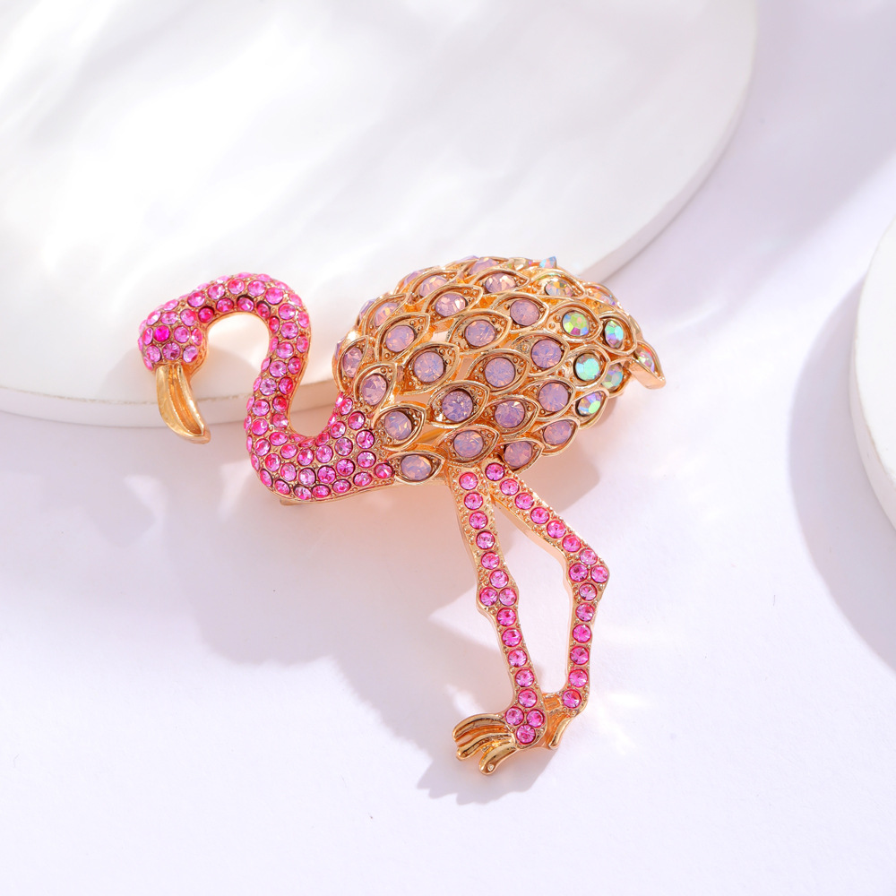 IG Style Cartoon Style Flamingo Alloy Plating Inlay Rhinestones Women's Brooches display picture 5