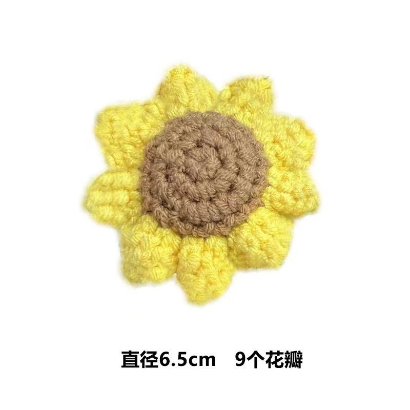 スポット卸売完成品手織りひまわりフラワーヘッドウール素材衣類アクセサリーひまわり装飾ギフト|undefined