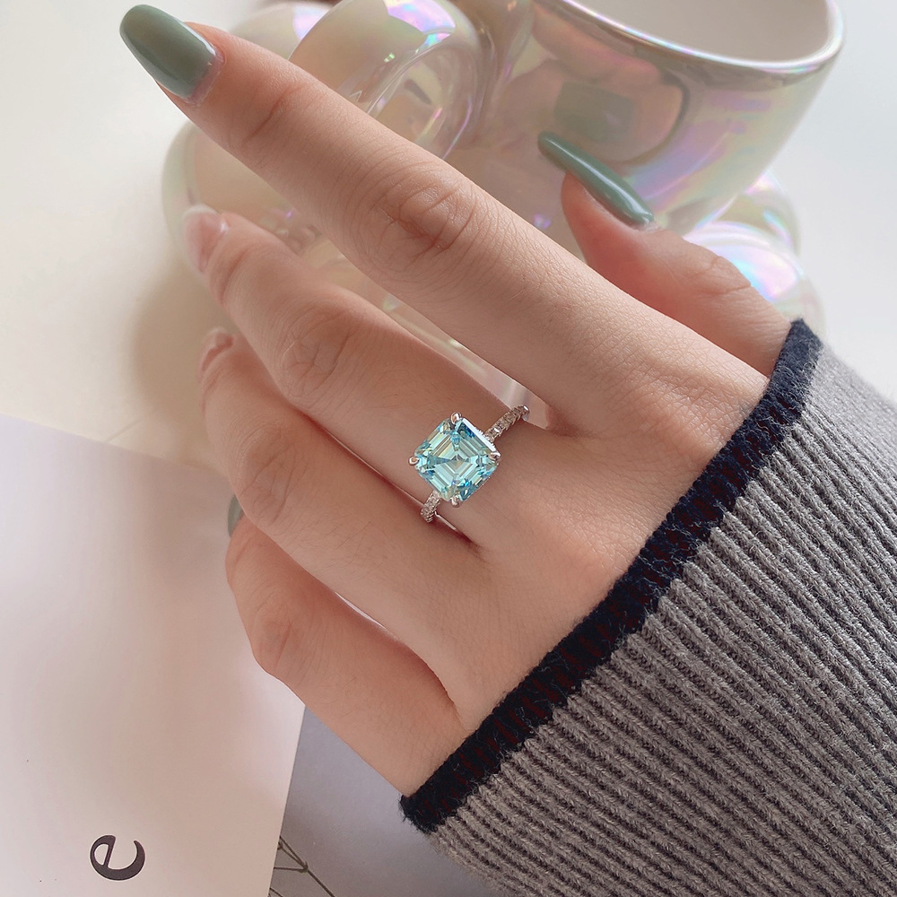 Fashion Square Sterling Silver Plating Inlay Zircon Rings 1 Piece