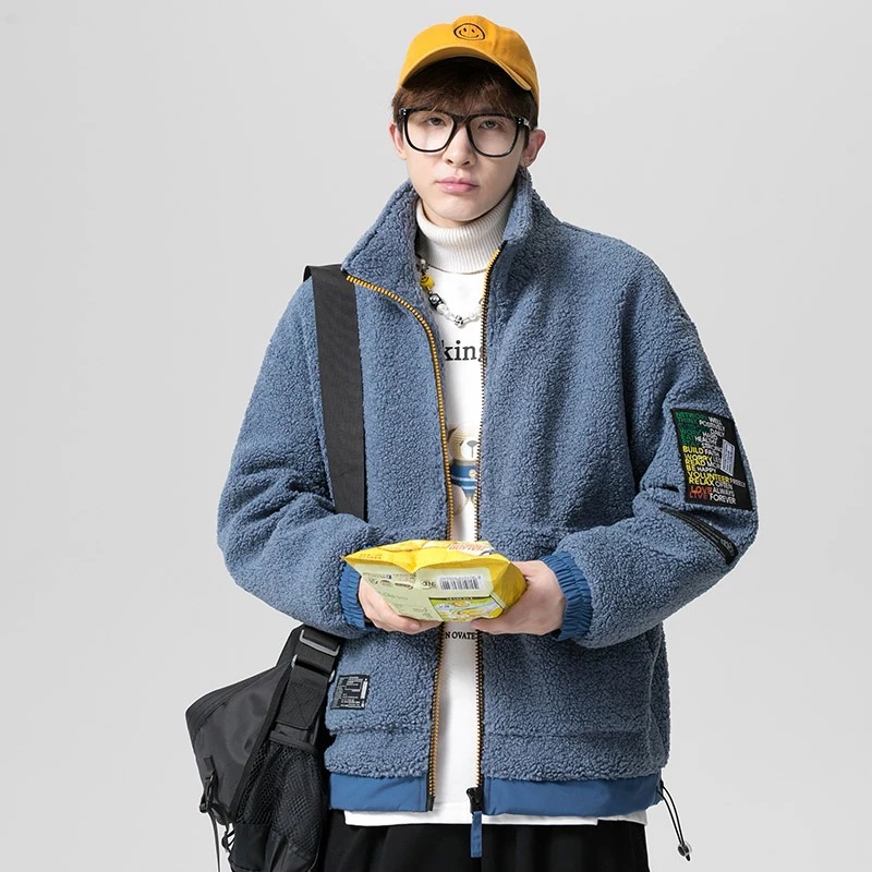 2020 invierno nueva tendencia juvenil versátil chaqueta de moda para hombres delgada chaqueta de cordero cálida