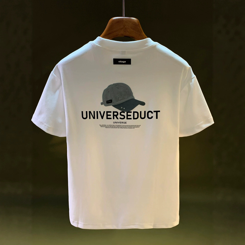 Tencel Cotton Cool-Touch T-Shirt for Men, 2026 Summer Trendy New Style with Hat Print, Youth Half-Sleeve Top