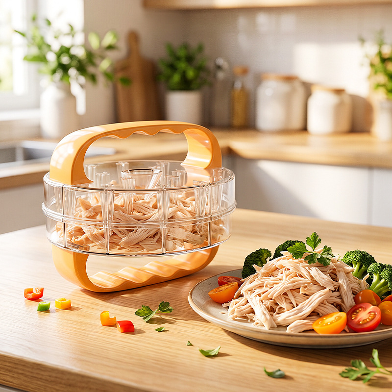 Chicken Shredder: A cross-border, manual meat shredder made of plastic, designed for separating chicken breast meat into thin strips