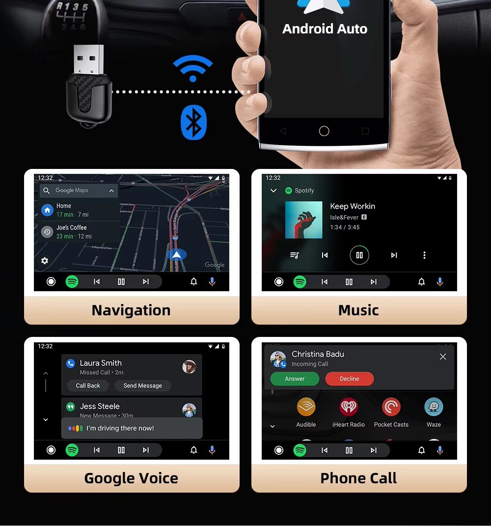 Cross-Border Car Wireless Carplay Box Android Box Wired to Wireless Carplay Adapter Two-In-One