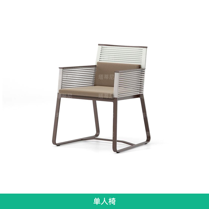 Silla de ratán al aire libre mesa de comedor y silla ratán nórdico impermeable mesa larga al aire libre jardín patio terraza balcón departamento de ventas Villa image 6