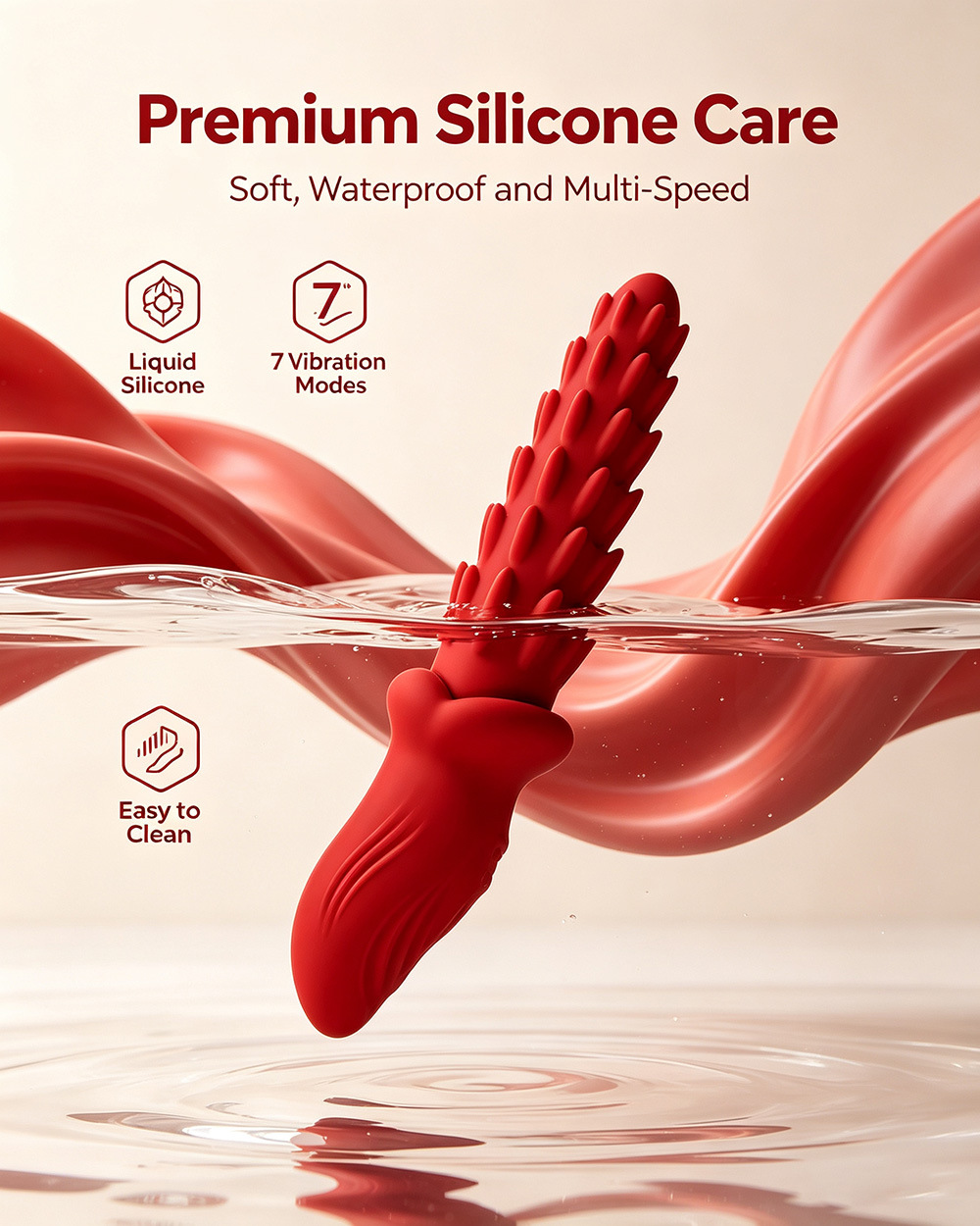 Liquid Silicone Vibrator, 7-Frequency Vibration, USB-C Rechargeable Adult Toy — detail image 3