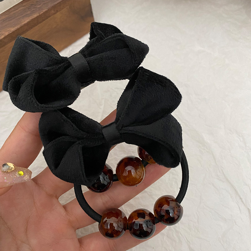 Women's Casual Sweet Bow Knot Cloth Beaded Hair Tie display picture 1