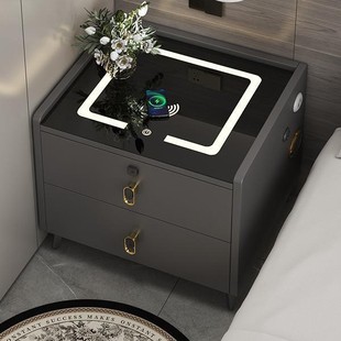 Smart Bedside Table Home Bedroom Storage Cabinet Bedside Storage Cabinet Safe Integrated Light Luxury High-End Small