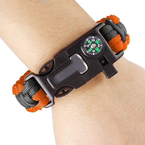 Five-in-One Emergency Paracord Multi-Function Bracelet Wilderness Survival Escape Tactical Fire Starter Compass Seven-Core Life Rope