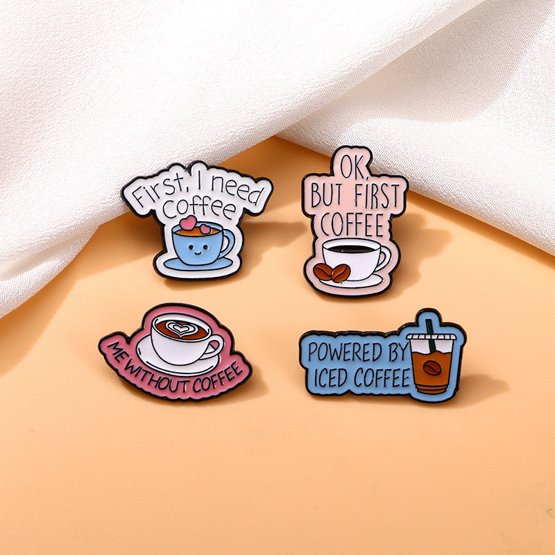 genuine coffee brooch with letters