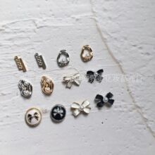 日系美甲金属领结饰品 网红新款小香风异形珍珠合金DIY指甲配饰