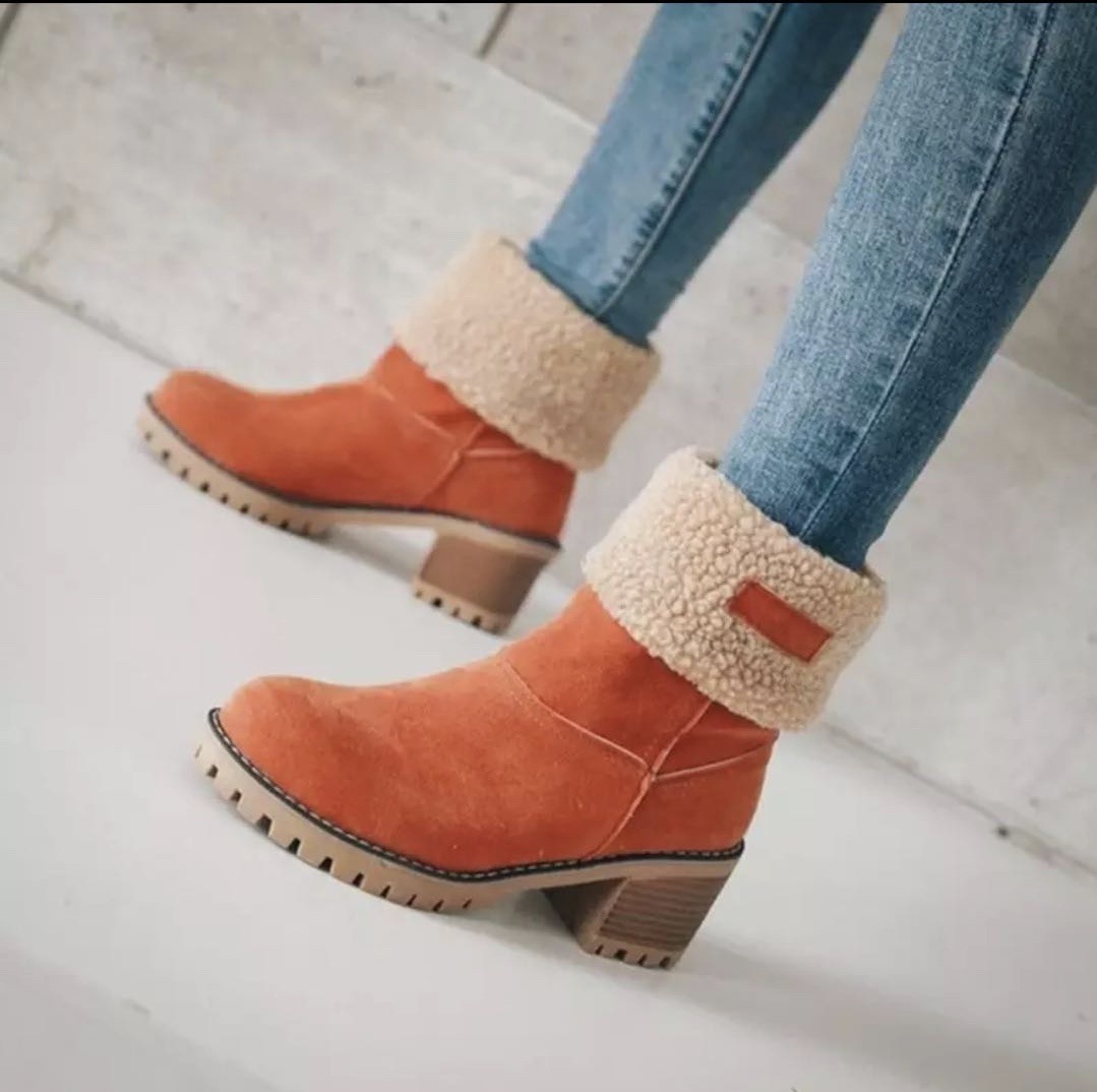 Plus size women's boots Thick heels high heels Snow boots Two wear warm women's boots mid-calf boots cotton shoes snow_voghion.com