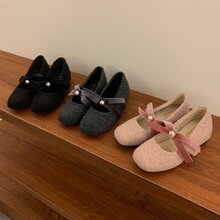 内增高仙女玛丽珍毛毛鞋女冬外穿新款粉色呢子单鞋女厚底加绒棉鞋